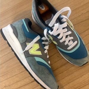 New Balance Men's Sneakers in Gray, Blue, and Lime
